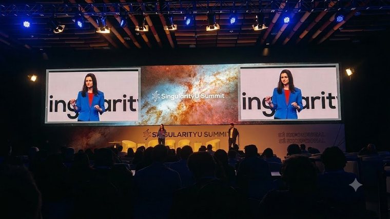 Pilar Dueñas on the main stage at the SingularityU Summit