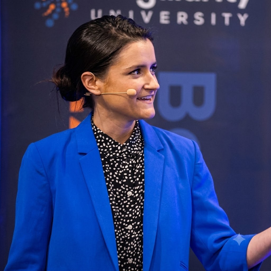 Pilar Dueñas speaking on stage at Singularity University